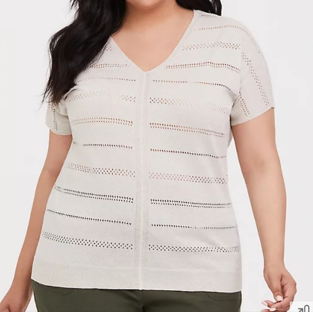 Torrid Tan Glitter Short Sleeve Top - Size 2